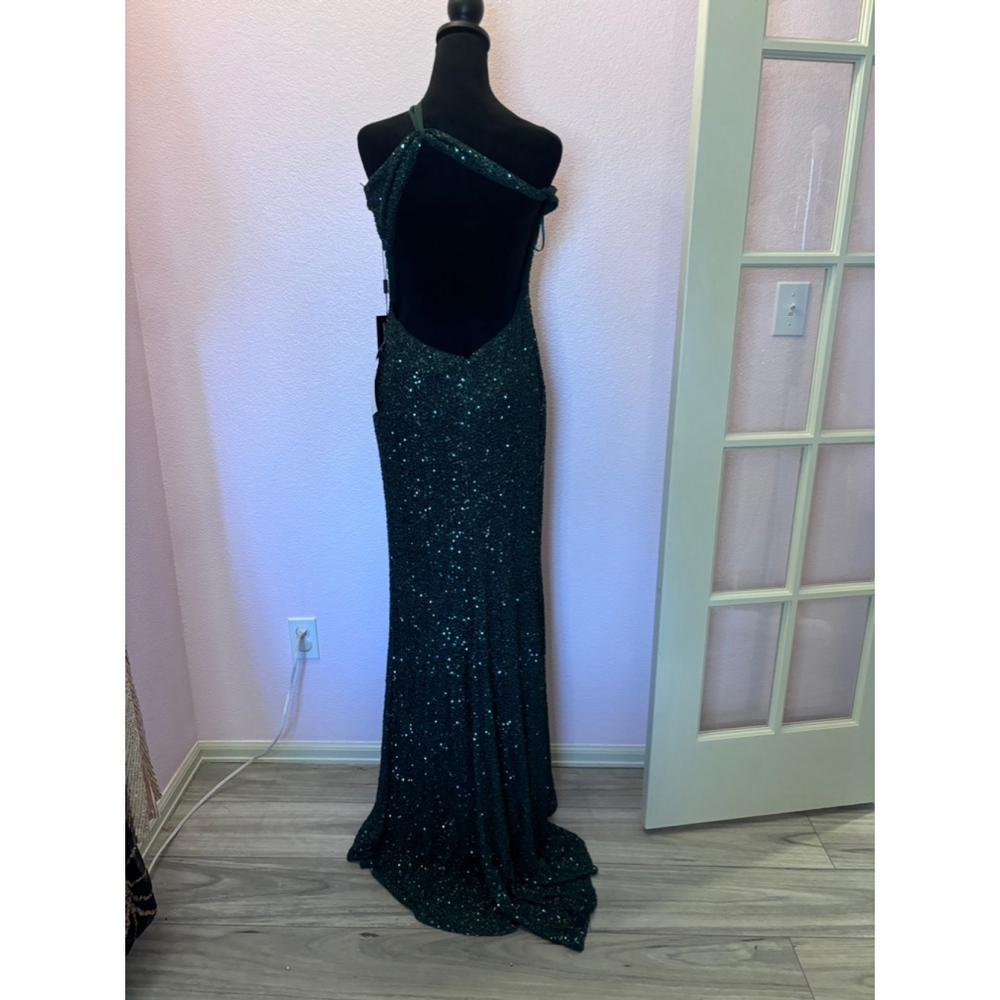 Women's La Femme Green Sequin Gown Size 8 - Picture 5 of 7
